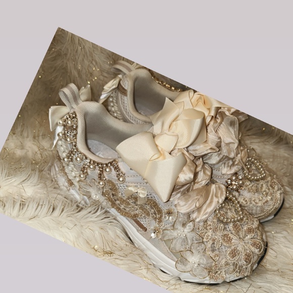 Cream Custom Lacey Sneakers - Picture 7 of 7